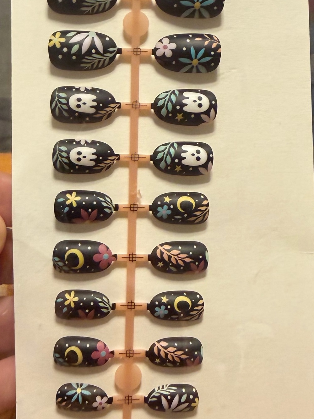 Black Floral & Moon Press-On Nail Set